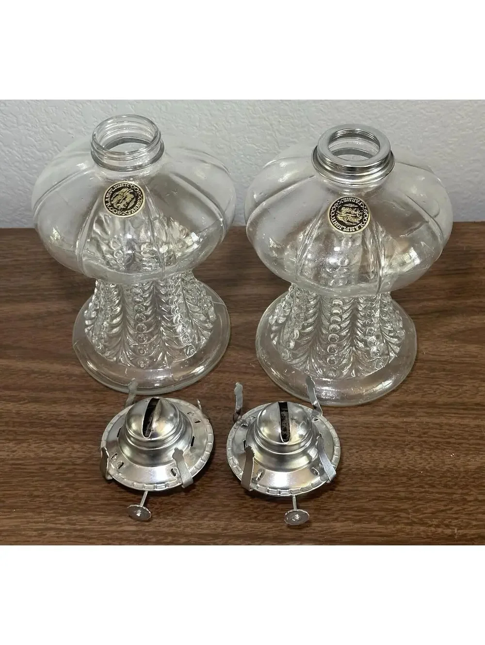 TWO Vintage Lamplight Farms 255 Draped Glass Oil Lamps 9